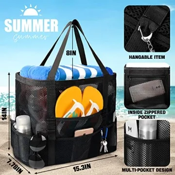 Gocvo Mesh Beach Bag - Large Durable Tote for Summer Fun