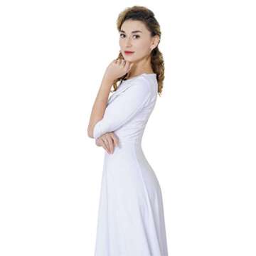 Marycrafts Women's Fit Flare Tea Midi Dress for Office Business Work 6 White