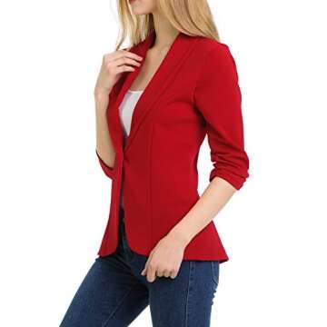 Stylish 3/4 Ruched Sleeve Blazer for Women