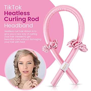 TikTok Heatless Curling Rod Headband (Pink)