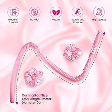 TikTok Heatless Curling Rod Headband (Pink)