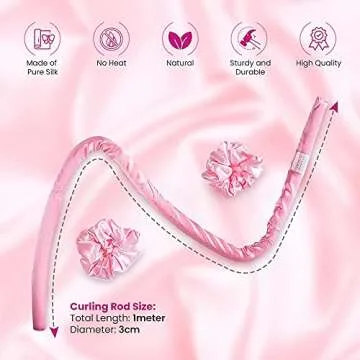 TikTok Heatless Curling Rod Headband (Pink)