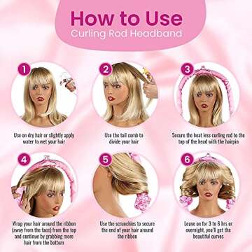 TikTok Heatless Curling Rod Headband (Pink)