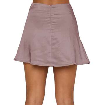 LYANER Women's Casual Floral Print Satin Silk High Waist Zipper Mini Short Skirt Dusty Purple Small