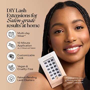 Velour-Xtensions™ Lash Clusters, 18 Individual Cluster Eyelash Extensions, Lightweight & Fluffy Lash Extensions, Soft & Comfortable Eyelash Clusters, Natural Lashes All Eye Shapes (Classic)