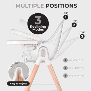 Stylish 6 in 1 Wooden High Chair for Babies & Toddlers