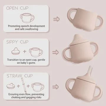 Moonkie Silicone Baby Sippy Cups | 3 Stages Transition Cup