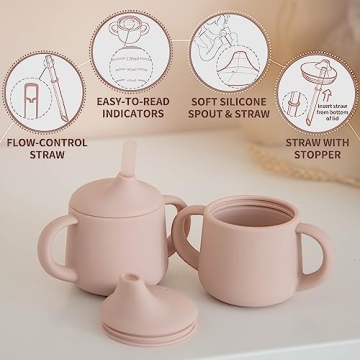 Moonkie Silicone Baby Sippy Cups | 3 Stages Transition Cup