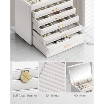 Vlando 6 Tier Jewelry Box - Large Organizer with Mirror