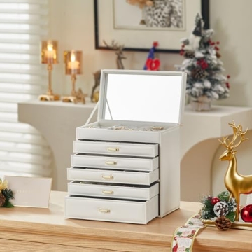 Vlando 6 Tier Jewelry Box - Large Organizer with Mirror