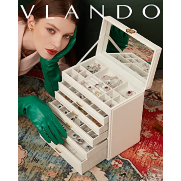 Vlando 6 Tier Jewelry Box - Large Organizer with Mirror