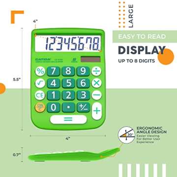 CATIGA Desktop Calculator: 8 Digit, Solar Power, User-Friendly Design for Home & Office