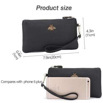 imeetu Women's Stylish Leather Wristlet Clutch Purse with Bee Decoration