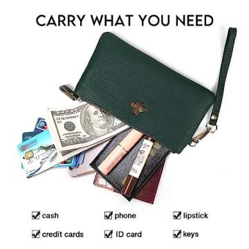 imeetu Women's Leather Wristlet Clutch Purse with Strap