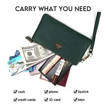 imeetu Women's Leather Wristlet Clutch Purse with Strap