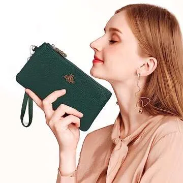 imeetu Women's Leather Wristlet Clutch Purse with Strap