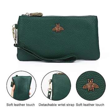 imeetu Women's Leather Wristlet Clutch Purse with Strap