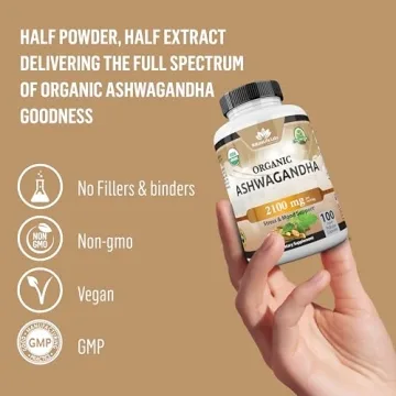 Organic Ashwagandha 2100 mg - Stress Relief and Mood Booster
