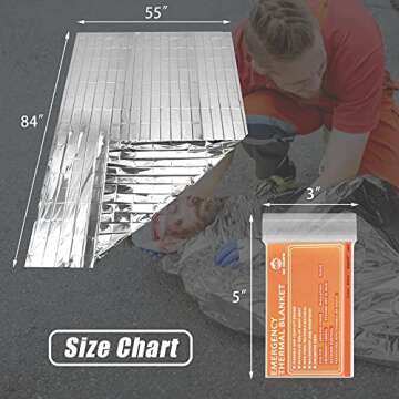 QIO CHUANG Emergency Mylar Thermal Blankets -Space Blanket Survival kit Camping Blanket (Pack of 6)....