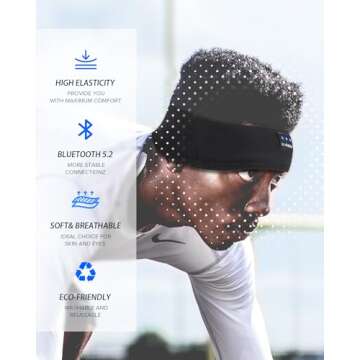 LC-dolida Headband Headphones Bluetooth Headband, Sleep Headphones Wireless Bluetooth with Ultra-Thin HD Stereo Speaker, Sleep Headband Earphones for Workout Yoga Insomnia Meditation Gifts