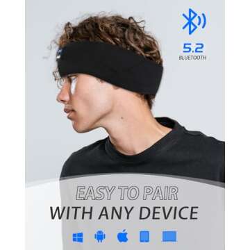 LC-dolida Headband Headphones Bluetooth Headband, Sleep Headphones Wireless Bluetooth with Ultra-Thin HD Stereo Speaker, Sleep Headband Earphones for Workout Yoga Insomnia Meditation Gifts