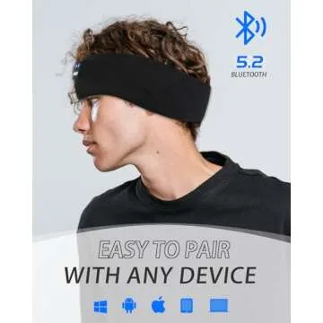 LC-dolida Headband Headphones Bluetooth Headband, Sleep Headphones Wireless Bluetooth with Ultra-Thin HD Stereo Speaker, Sleep Headband Earphones for Workout Yoga Insomnia Meditation Gifts