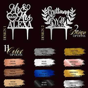 Personalized Wedding Cake Topper - Wedding Cake Decoration, Elegant Customized Mr Mrs Wedding Cake T...