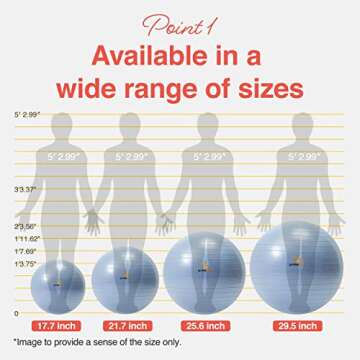 PRIMASOLE Exercise Ball for Balance Stability Fitness Workout Yoga Pilates at Home Office & Gym 55cm...