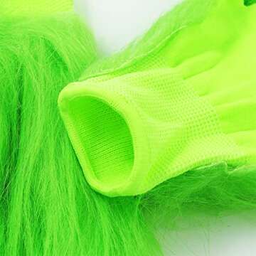 2pcs Green Furry Gloves Ideal for Christmas & Halloween Fun
