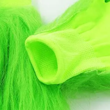 2pcs Green Furry Gloves Ideal for Christmas & Halloween Fun
