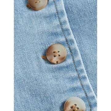 Verdusa Women's Button Front Halter Neck Asymmetrical Denim Crop Top Jean Vest Light Wash Medium