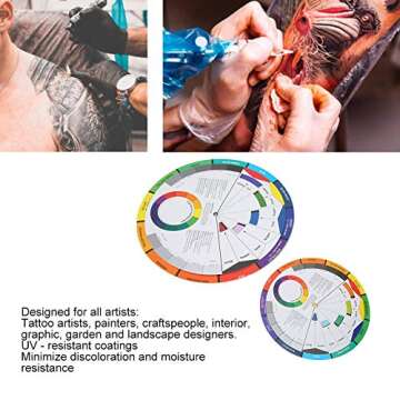 2pcs Color Wheel Color Mix , Pigment Chart Supplies for Paint Permanent Eyebrow Lip Body Accessory, Art Class Teaching Tool for Makeup Blending Board Chart