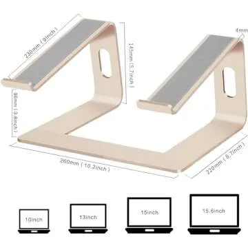 Orionstar Aluminum Laptop Stand – Ergonomic Riser for 10-15.6 Inch Laptops, Gold