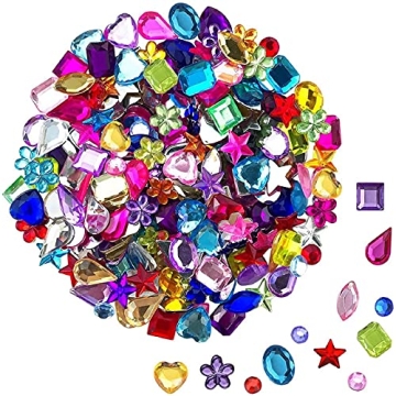 JPSOR 900pcs Gems Jewels for Crafts, Acrylic Flatback Rhinestones for Halloween Pirate Party Decorat...
