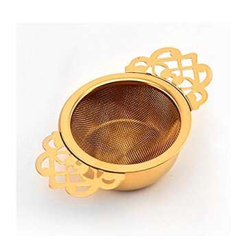 Elegant 3 Piece Gold Empress Tea Strainers with Drip Bowls