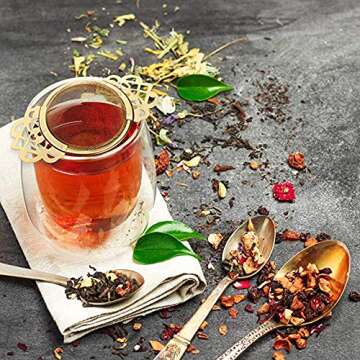 Elegant 3 Piece Gold Empress Tea Strainers with Drip Bowls