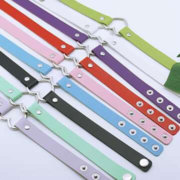 ETHOON Love Heart Choker PU Leather Choker Necklace Goth Choker Collar Chain Blue