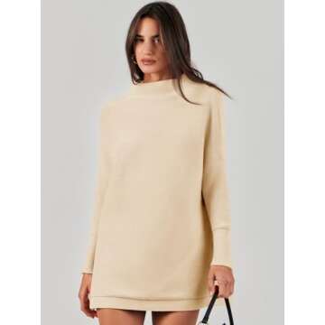 ANRABESS Oversized Women Turtleneck Sweater Pullover