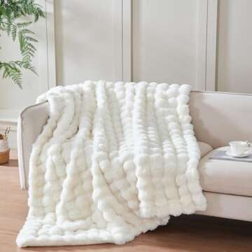 Serenhom 50x60 Inches Ultra-Soft Fuzzy Faux Fur Plush Throw Blanket - Thick, Warm Sherpa for Couch, ...