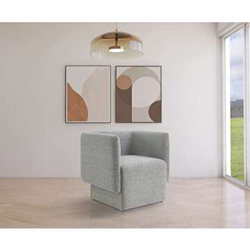 Meridian Furniture 575Grey Vera Collection Modern | Contemporary Boucle Fabric Upholstered Accent Ch...