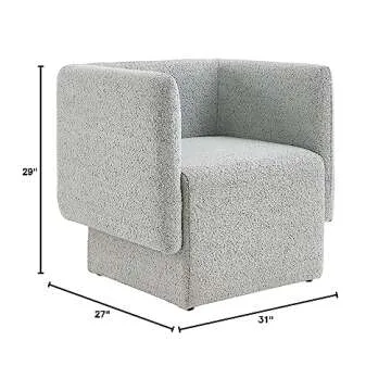 Meridian Furniture 575Grey Vera Collection Modern | Contemporary Boucle Fabric Upholstered Accent Chair, Grey, 31" W x 27" D x 29" H