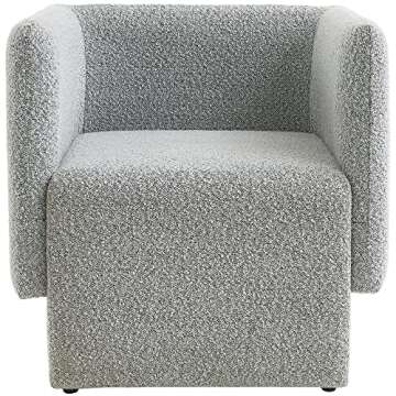 Meridian Furniture 575Grey Vera Collection Modern | Contemporary Boucle Fabric Upholstered Accent Chair, Grey, 31" W x 27" D x 29" H