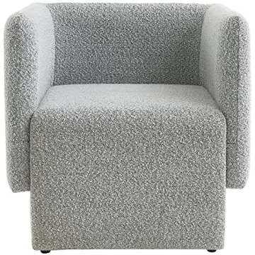 Meridian Furniture 575Grey Vera Collection Modern | Contemporary Boucle Fabric Upholstered Accent Chair, Grey, 31" W x 27" D x 29" H