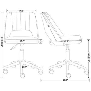 Guyou Velvet Armless Chair Modern Gold and White Seating