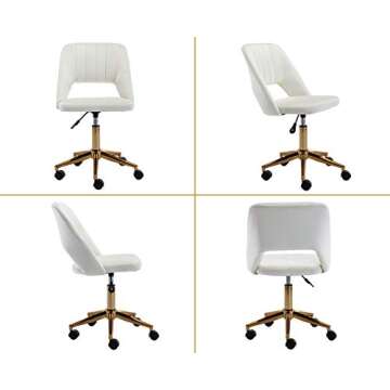 Guyou Velvet Armless Chair Modern Gold and White Seating