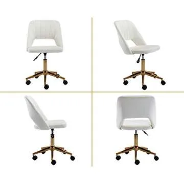Guyou Velvet Armless Chair Modern Gold and White Seating