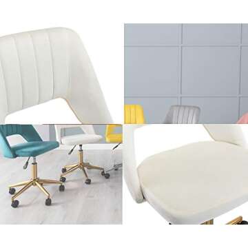 Guyou Velvet Armless Chair Modern Gold and White Seating