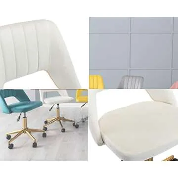 Guyou Velvet Armless Chair Modern Gold and White Seating