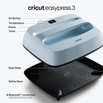 Cricut EasyPress 3 Smart Heat Press Machine with Built-In Bluetooth for T-shirts, Pillows, Tote Bags...
