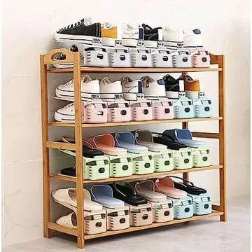 RISETEX Shoe Organizer - 36 Pack Shoe Stacker, Space Saver with 4 Levels, Double Deck Closet Organizer - White